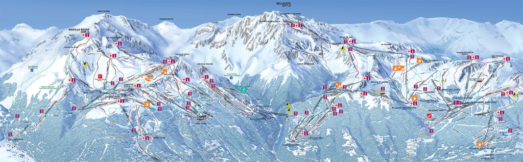 Plan du domaine skiable Paradiski - 2016